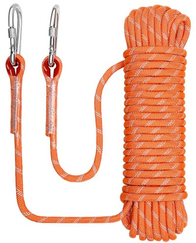 NorthPada Static Nylon Heavy Duty Outdoor Climbing Rope for Knotting Practice, Arborist Tree Work, Marine Anchor Boat, Rappelling Emergency, Swing, 10 mm x 20 Meters Orange