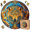 LEOGOR Wolf Enchantment – Holzpuzzle Erwachsene Wolf, 350 Teile – 38,1 × 37,6 cm – 5 mm Dickes Holz, handgeformte Teile, rundes Mosaikdesign – Magisches Holz Puzzle für Puzzle-Liebhaber