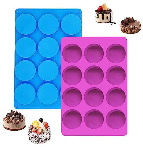 2 moldes de silicona para galletas de chocolate, 12 cavidades redondas