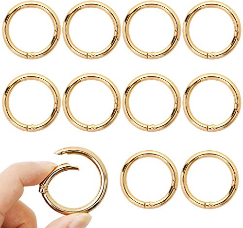 10 Stück karabiner rund karabiner Gold Türverschlüsse,Bikini Verschluss taschengurt Gold biegeringe,Mini karabiner,taschenanhänger O-Ring mit Schnappverschluss für Geldbörsen Schlüsselkette