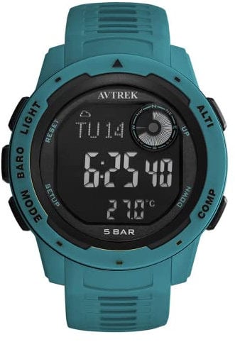 AVTREK Orologio militare da uomo, orologio tattico esercito con bussola, orologio digitale impermeabile 50 m, contapassi, orologio da polso, altimetro, per escursionismo/arrampicata, Blu, misura unica