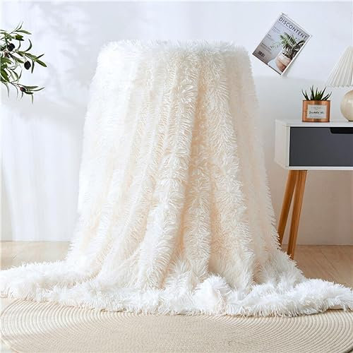 Menkala Plüsch Kuscheldecke Weiß Flauschige Kunstfelldecke Weiche Felldecke Mädchen Plüschdecke Kuschelige Fellimitat Fleecedecke Wohndecke Fluffy Blanket üBerwurfdecke Couchdecke Tagesdecke 220x240
