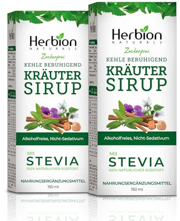 Herbion Naturals Hustensirup mit Stevia, grün, zuckerfrei, 5,0 Fl Oz Packung von 2
