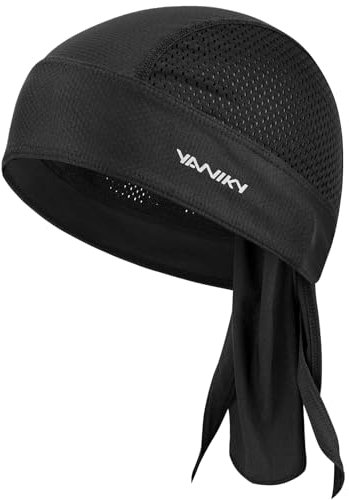 YANIKY Sports Bandana - Atmungsaktiv Kopftuch Herren - Bandana Cap Damen Durag Laufmütze Turban Herren Sommer Fahrradmütze Kopftuch für Radfahren Reisen Laufen Fitness (Schwarz)