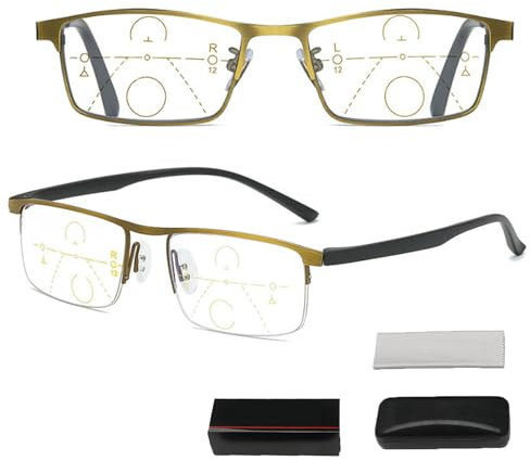 MJMLUCK Intelligente Gleitsichtbrille Dual-Focus Anti Blaulicht Sehhilfe, Intelligente Zoom Lesebrille Automatischer Gleitsichtbrille Mit Brille Box füR Herren und Damen (Two Pairs 100)