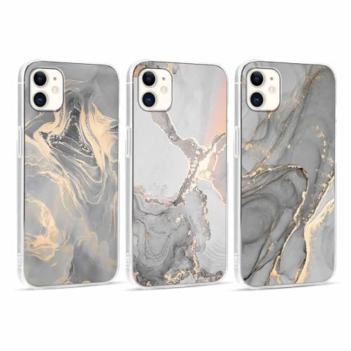 Foonary 3 Stück Hülle für Apple iPhone 11 6,1, Handyhülle mit Muster Mädchen Aesthetic Marmor Marmor Muster Motiv Design Case, Silikon Schutzhülle Cover für iPhone 11, Marmor 08
