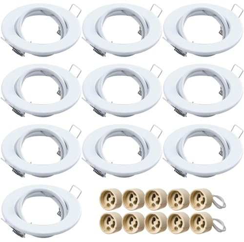 LED Einbaustrahler GU10 Einbaurahmen: 10er GU10 Fassungen 230V Einbauleuchte Rahmen Einbauspots, LED Spots GU10 Schwenkbar Einbauleuchten Rahmen Einbaurahmen GU10 Fassungen für LED oder Halogen