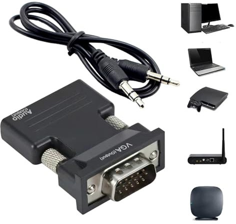 Sirseon Adattatore VGA da femmina a maschio – Convertitore VGA VGA | Convertitore display, adattatore USB a VGA per HDTV, amplificatori