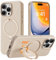 TORRAS Ostand Q3 Fusion für iPhone 15 Pro Hülle für Magsafe (Magnetischer Robust Standring) Zertifizierte Militärschutz, Harter PC Kratzfest Rückseite Dune Beige