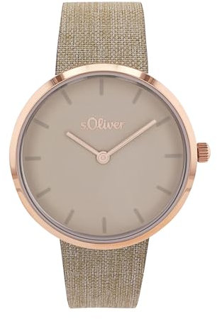 s.Oliver Armbanduhr Damen Quarzuhr Analog, mit Leder Armband, Schwarz, 5 bar Wasserdicht, Kommt in Uhren Geschenk Box,