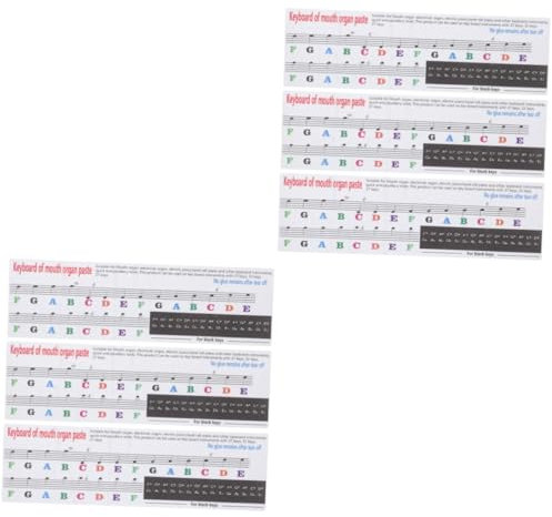 MINAOLULUS 6pcs Scale Stickers for Boy Girl Easy Use Harmonica Note Decals Removable and Music Practice Labels Key Key