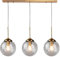 XIRYTU-H Suspensions Vintage Industrielles à 3 Lumières avec Abat-jour Boule de Verre, Lampe Suspendue au Plafond en Laiton Métal, Lustre d'îlot de Cuisine (Gris, Droite) (Transparent)