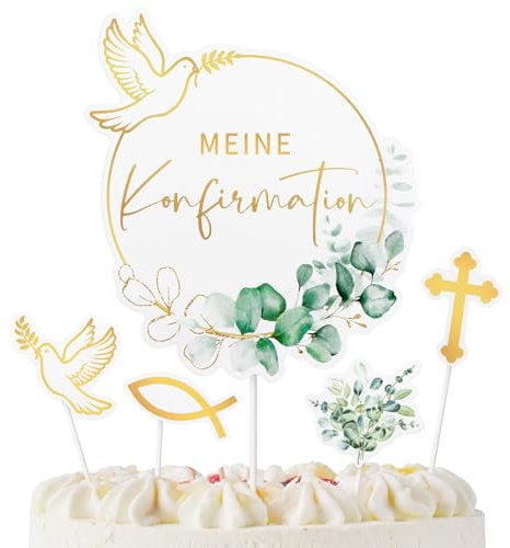 9 Stück Konfirmation Kuchendekoration Taube Fisch Tortendeko Cake Topper Tortenaufsätze Geschenke Muffin Tortentopper für Jungen Mädchen Kommunion Party deko (Meine Konfirmation)
