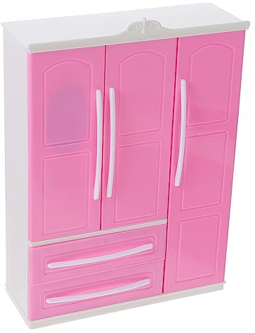 HONITANO 1stück Mini Puppen Kleiderschrank DREI-türen Puppenmöbel Mit Organisierer Für Puppenkleidung Spielzeugzubehör Für Kreative Spielzeugmöbel