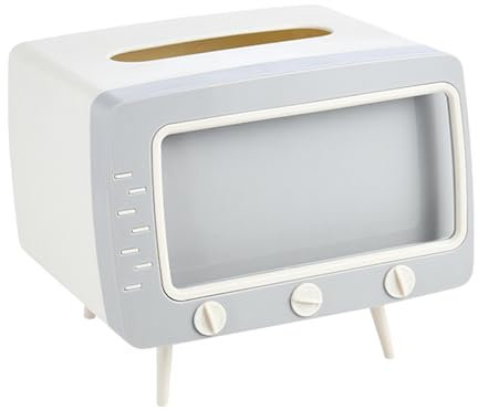 Stoffbox in Form eines Retro-Fernsehers – multifunktionaler Solder im Vintage-Stil | Büro-Stoffspender mit Handyfach, Retro-TV-Stoffbox für das Wohnzimmer,