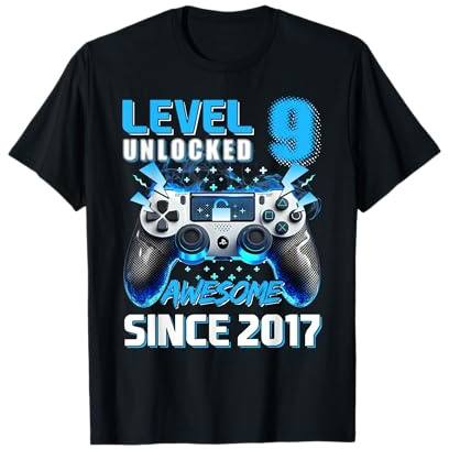 Level 9 Unlocked Awesome 2017 Video Game 9th Birthday Boy T-Shirt