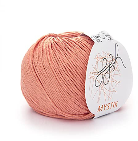 ggh Mystik - Baumwolle und Viskose Mischung mit Glanzeffekt - Wolle zum Stricken oder Häkeln - Farbe 118 - Pfirsich