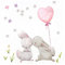 Little Deco Wandtattoo Kinderzimmer Mädchen Hasen mit rosa Herzballon & Blumen Wandaufkleber Babyzimmer Aufkleber Sticker Kinder Wandsticker Junge DL209-3