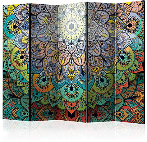 murando Raumteiler Foto Paravent Mandala 225x172 cm beidseitig auf Vlies-Leinwand Bedruckt Trennwand Spanische Wand Sichtschutz Raumtrenner Home Office Zen Orient f-A-0618-z-c