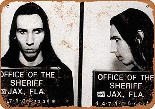 SIGNCHAT 1994 Marilyn Manson Mug Shot Wall Plaque Sign 8x12 inches