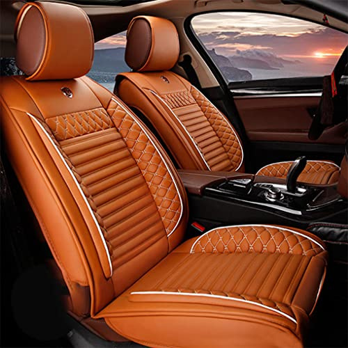 Muchkey 5-Sitze Universal Sitzbezüge Auto Leder Autositzbezüge Voll Vorderseite und Rückseite Autositze Cayenne gelb