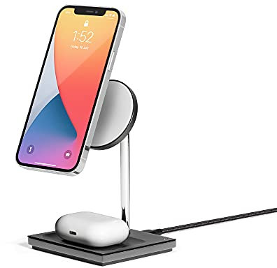 Native Union Snap 2-in-1 Magnetic Wireless Charger - Ladestation für iPhone 16, 16 Plus, 16 Pro Max mit kabellosem Pad für AirPods Pro 2 - Einstellbarer Winkel & diskrete LED-Anzeigen