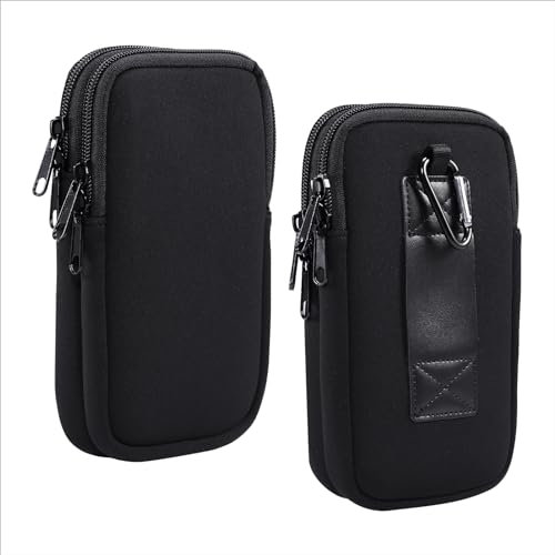 Handy Gürteltasche Herren Schwarz, Handy Gürtel Tasche Taille Tasche, 6.9 Universal Vertical Telefon Gürtelclip Tasche Reißverschluss Brieftasche Handytasche Handyhalterung Halterung mit Umhängeband