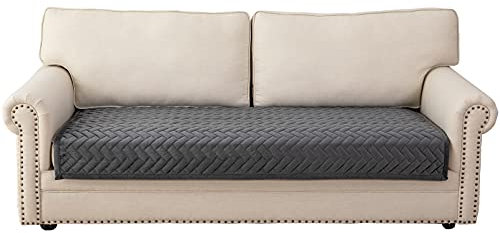 Eismodra Sofa Überzug,Sofabezug 3 Sitzer,Anti-Rutsch-Couch Überzug für L Form Sofaschoner Chaiselongue Ecksofa 2 Sitzer Schonbezüge Wohnzimmer Sessel Hunde Haustiere,Dunkelgrau,110x180cm(nur 1 Stück)