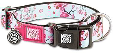 Max & Molly Gotcha! Hundehalsband Halsband Hund mit Smart ID, gepolstertes Neopren Halsband mit Design für sehr kleine Hunde, wasserdicht, bequem, verstellbar, Cherry Bloom, XS