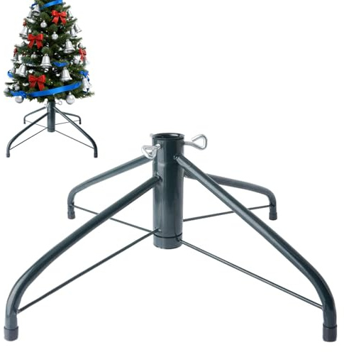 AddGrace Weihnachtsbaumständer Faltbarer Christbaumständer aus Metall, passend für 3,2 cm Durchmesser, Heimdekoration, 65 cm, Grün