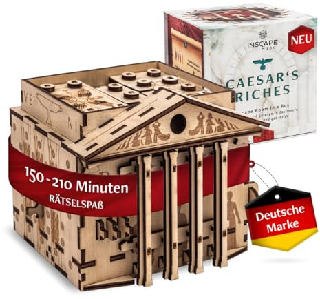 INSCAPE Caesar´s Riches - Rätselbox Holz - Puzzle Box - Escape Room Spiel Erwachsene und Kinder - Knobelspiele für Erwachsene - 3D Holzpuzzle - Cluebox - Denkspiele