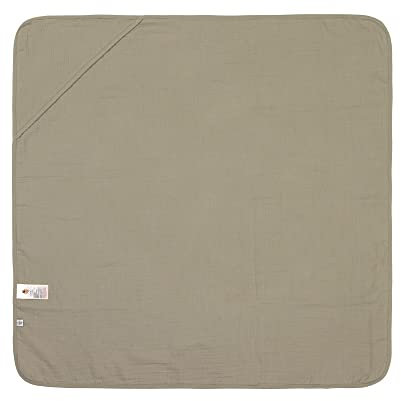 my-mosaik Lässig Musselin Kapuzenbadetuch aus 100% Baumwolle personalisiert mit Namen/inklusive Bestickung (Olive)