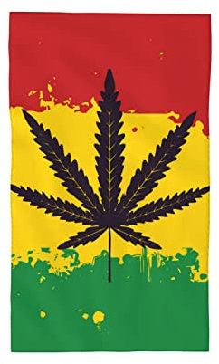 Lsjuee Rasta FlagLeaf Muster Handtücher Gesicht Waschlappen Großes, ultraweiches Mehrzweckhandtuch für Badezimmer, Fitnessstudio, Spa, Hotel, 27,5 x 16 Zoll