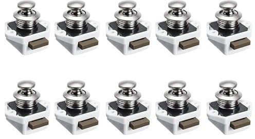 SHENGANG 10 stücke Weiß Mini Druckknopf Schloss Schrank Boot Wohnwagen Tür Druckknopf Schloss Sicherheit DIY Knopf Schloss Türbeschläge