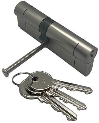 40/50 Sterling Euro Cylinder Door Lock uPVC Nickel Silver - Timber Door Barrel 6 Pin 3 Keys