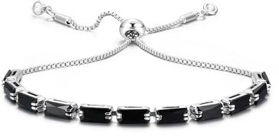 CASSIECA Armband Damen Silber 925 Schwarz Zirkonia Kristall Tennis Armband für Frauen Geburtstags Muttertag Weihnachten Geschenk für Mama Freund Tochter Silber Schmuck Damen mit Box