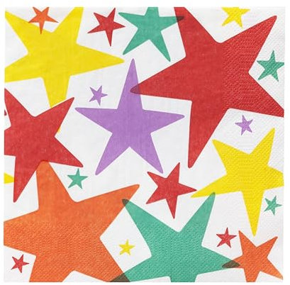 Talking Tables 20 x Star Birthday Paper Napkins | Decoupage Lunch Serviettes, Party Supplies, Disposable Table Decorations Eco Choice Recyclable Product & Packaging, White
