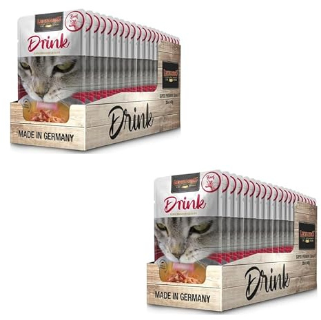 Leonardo Drink Beef | Doppelpack | 2 x 20 x 40 g | Ergänzungsfuttermittel für ausgewachsene Katzen | In praktischen Einzelportionen | Getreidefreie Fleischbrühe