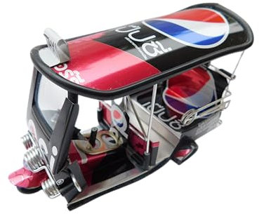 *** Cola Dark *** Detailgetreue Handgefertigte Nachbildung aus Dosen : TUK TUK Taxi aus Thailand - 14x7x6 cm