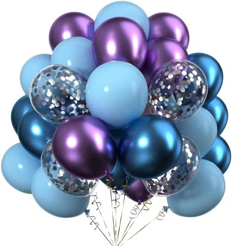 Ainmto 50 Stück 12 Zoll Luftballons Blau Lila,Helium Konfetti Ballons für Geburtstag, Hochzeiten