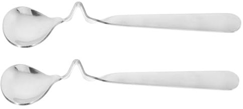 Mikinona 2er-set 2er-pack Honigrührlöffel Aus Edelstahl Gebogener Griff Multifunktionale Rührlöffel Für Joghurt Pudding 2 Stück X 2