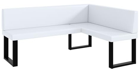 MEBLINI Eckbank für Esszimmer - Küchenbank - Essecke - Sitzecke Küche - Toni - U-Beine 128x168x87cm Rechts - Weiß Kunstleder