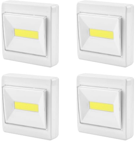Battery Operated COB LED Closet Light,Super Bright Stick Anywhere Nightlight,200 LM,Tap On/Off for Wardrobe Shed Attic Emergency Lighting 4 Pack Wireless & Cordless LED Switch Light