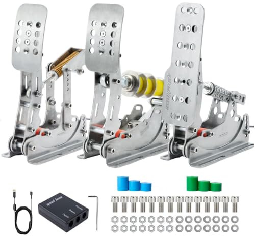 Simjack UT Sim Racing Pedals with 200KG Load Cell Sensor Professional iRacing Simulation Load Sensing Brake Pedal Adjustable Elastomer Dampers USB Connect to PC (UT-P3)