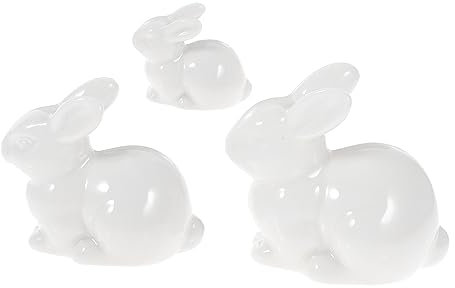 Garneck 3 Stück Porzellan Osterhasen Figuren in Weiß – Niedliche Hasen Deko Für Ostern - Moderne Keramik Hasen Für Die Heimdekoration - Perfekt Als Oder Tischdeko