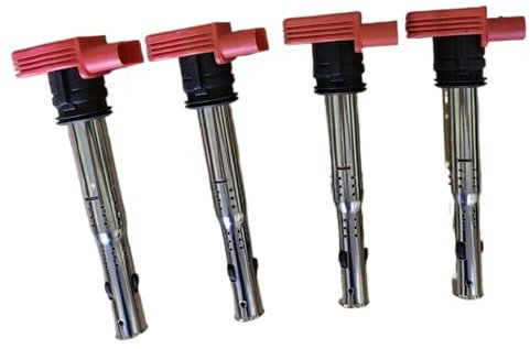 Zündspule Für A4 Für A5 R8 1,8 L L4 2,0 L L4 Für Vw Für Golf Für GTI 2,0 T 06E905115E 06E905115 4 Stücke OEM ECHTE Rote Zündspule Pack Zündspule Auto