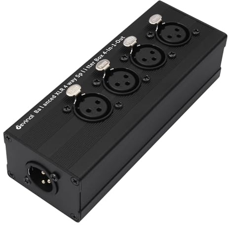 Devinal 4-IN-1-OUT XLR Audio Splitter Box, XLR 4 Female to 1 Male Balanced Converter ; 4-Way Stereo Passive Audio Cable