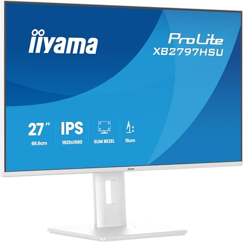 iiyama Prolite XB2797HSU-W1 Full-HD IPS-Monitor | 68,6 cm, 27, 120Hz, HDMI, DP, USB3.2, USB-C, Adaptive Sync, Höhenverstellung, Pivot, Energieeffizienzklasse C, weiß