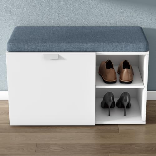 doporro Schuhbank mit Sitzfläche 80cm Schuhregal Soft-Close Stauraum