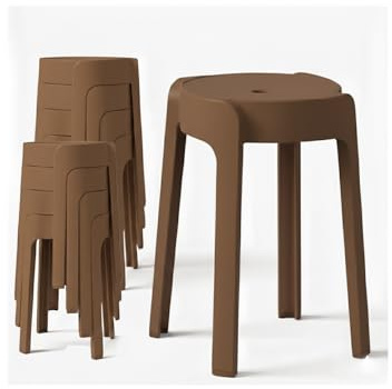8 Tabourets Gigognes empilables BM Home Tab-Marron en Plastique, légers pour la Maison Salle de Classe, Cuisine, Jardin
